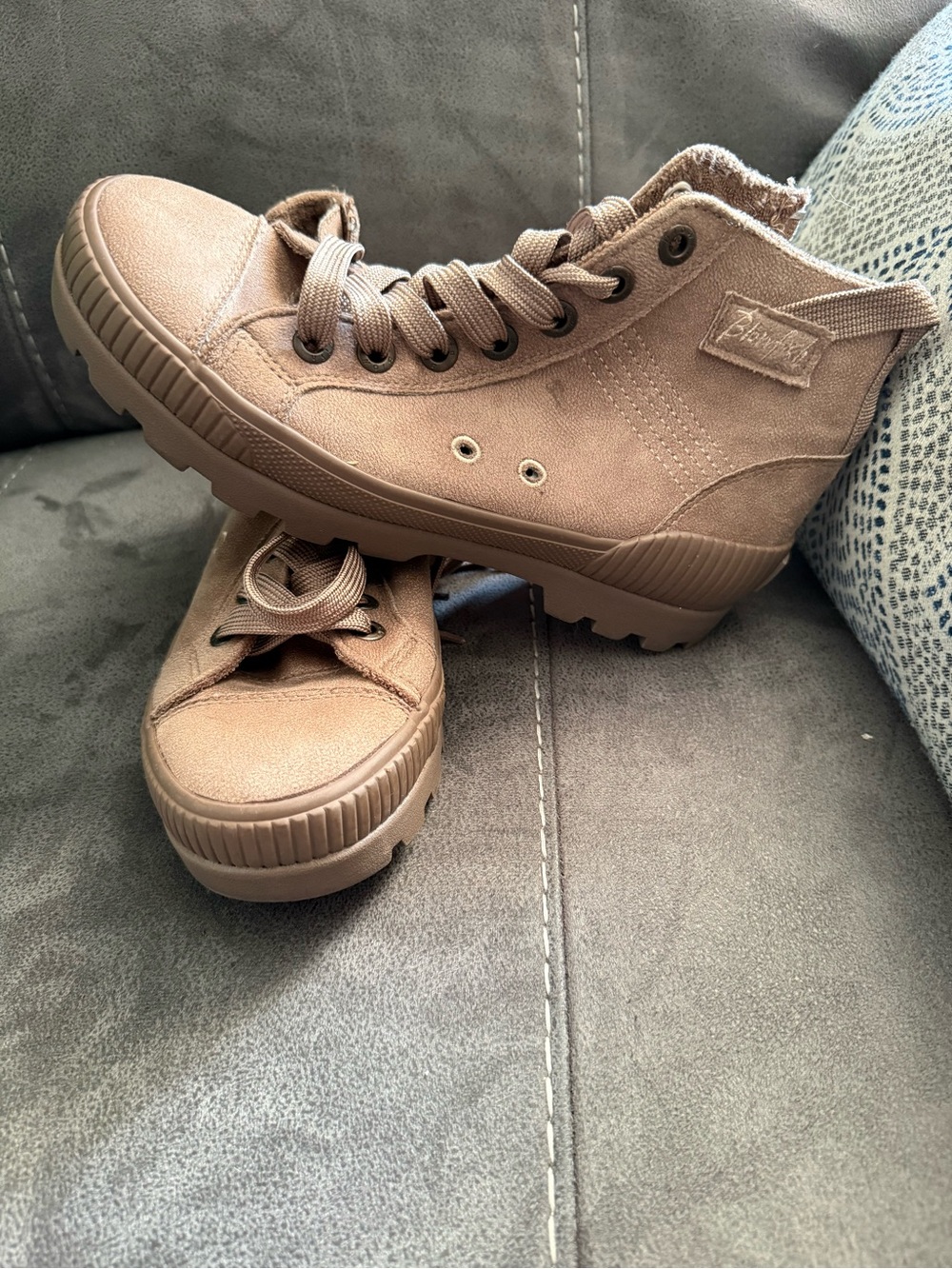 Blowfish Tan Lace-Up Combat Moto Boots